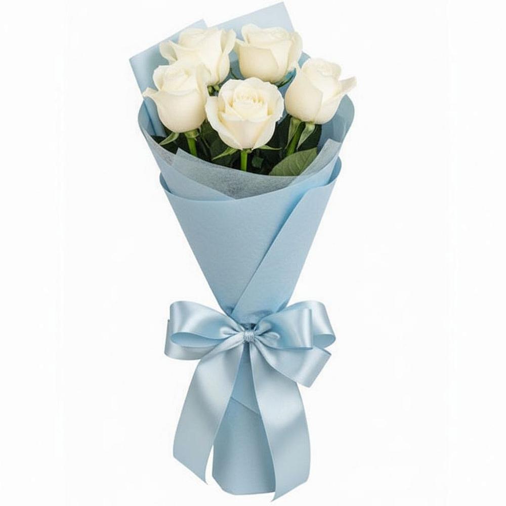 Букет 5 Белых роз Проуд в Львовском