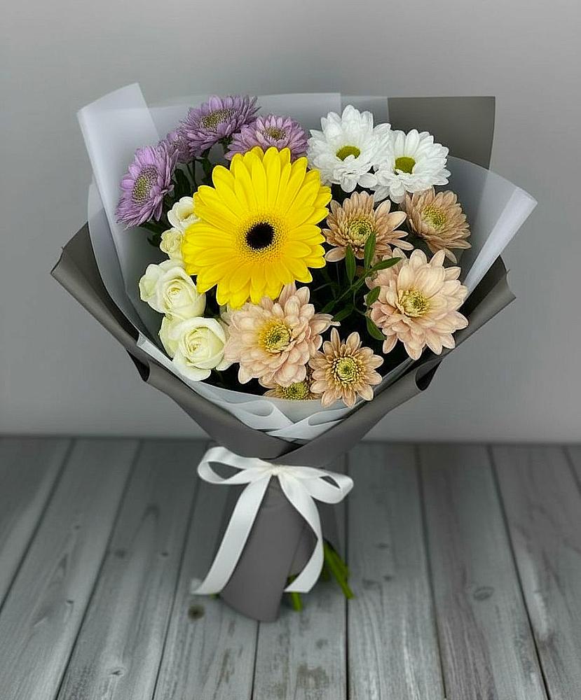 Букет цветов из: Розы, Герберы и Хризантемы в Львовском