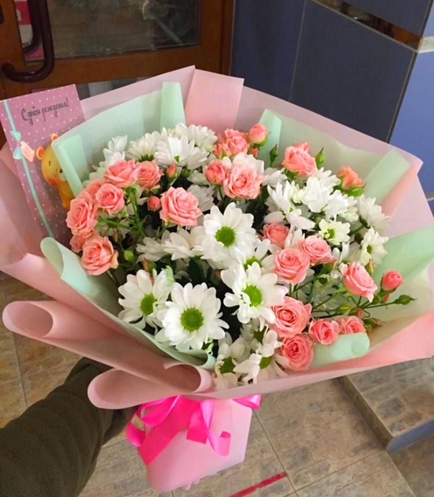 Букет цветов из: Розы и Хризантемы в Львовском