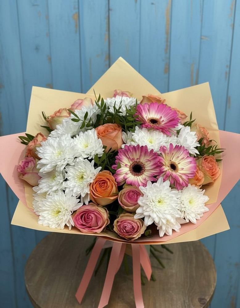 Букет цветов из: Розы, Герберы и Хризантемы в Львовском