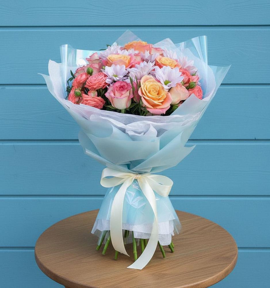 Букет цветов из: Хризантемы и Розы в Львовском