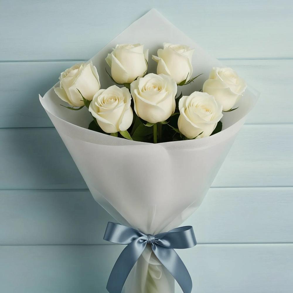 Букет 7 Белых роз Эдлесс Лав в Львовском